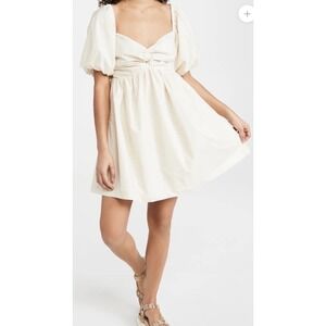 En Saison Women's XS Off‎ White Poplin Puff Sleeve Babydoll Mini Party Dress